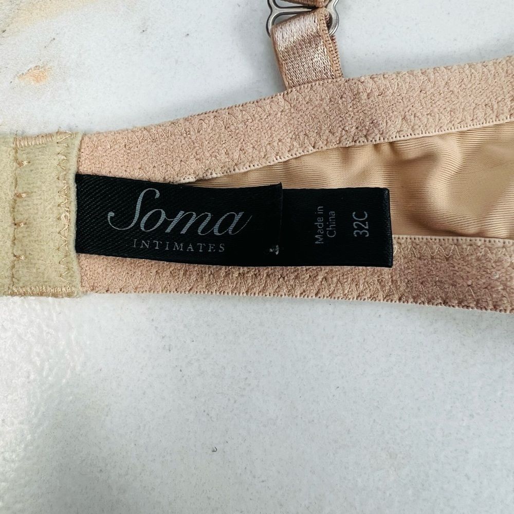 Soma 79984 Tan/Nude Lace Sequin Mesh Overlay Lightly Lined Bra,  32C - Picture 12 of 16